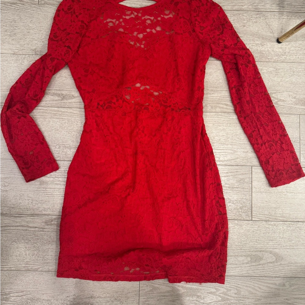 Elegant Red Lace Dress